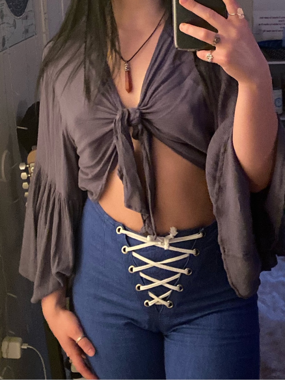 Blue knot crop top